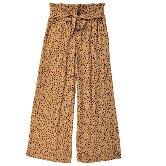 Abercrombie Tan Black Polka Dot Wide Leg Pants Medium - Picture 1 of 7